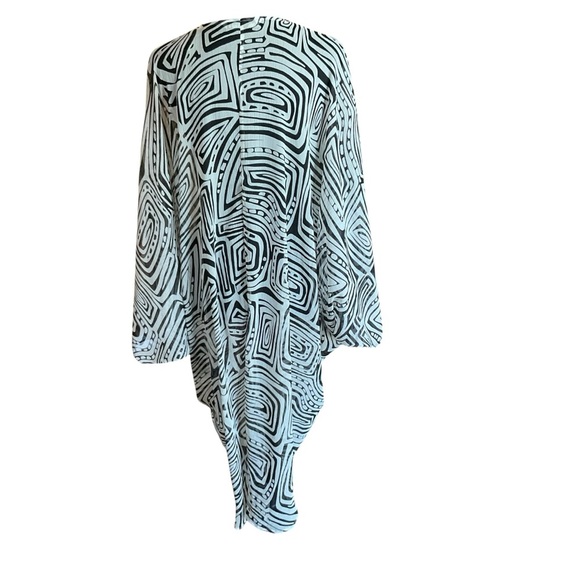 ZARA Abstract Tribal Print Kaftan Blouse Tunic Top Size M - Picture 6 of 10